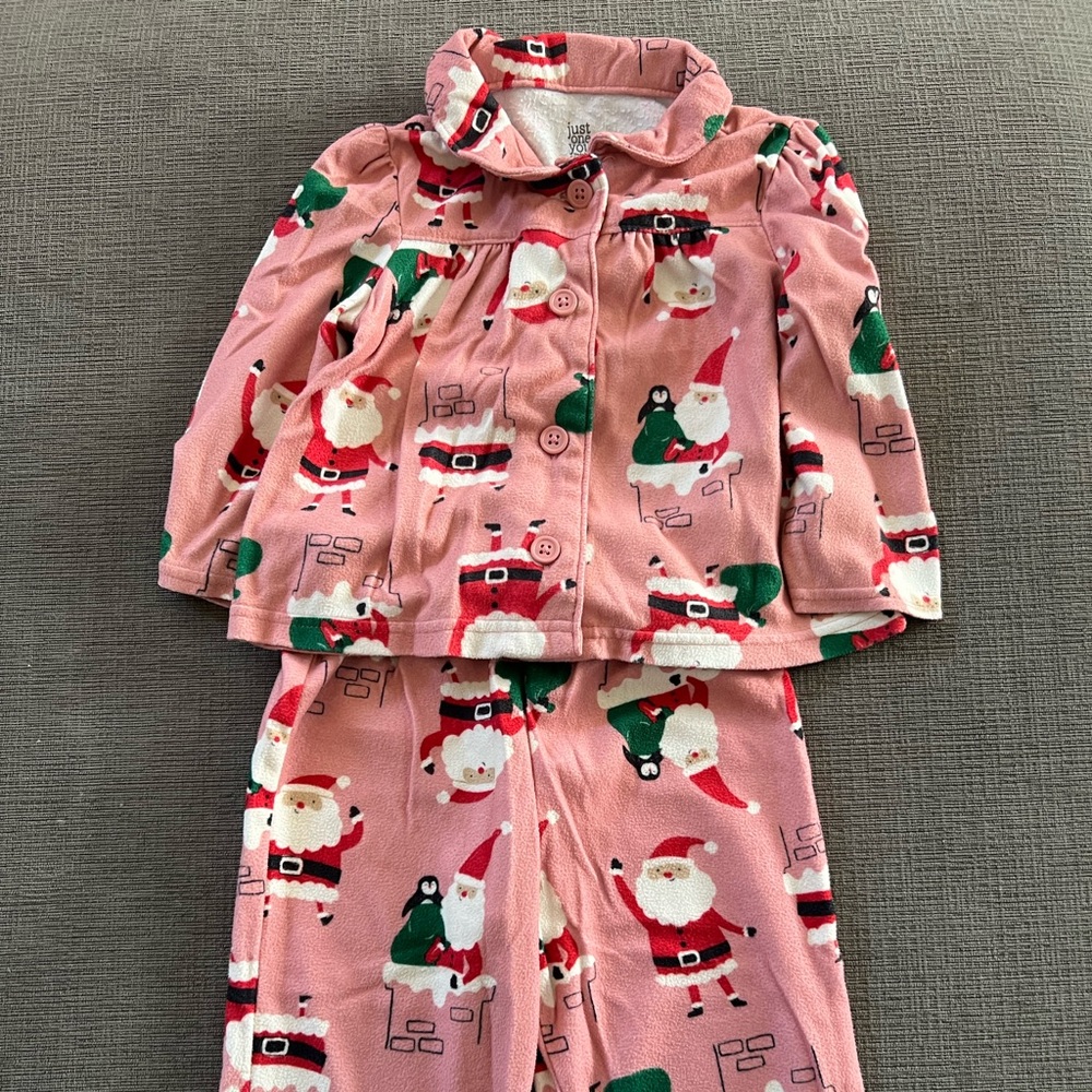 Festive Santa Kids Pajama Set in Pink